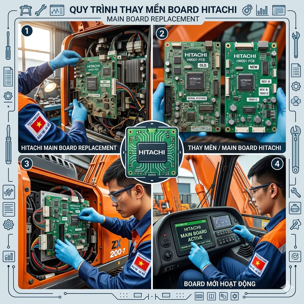 Thay motor lật đá tủ lạnh Hitachi